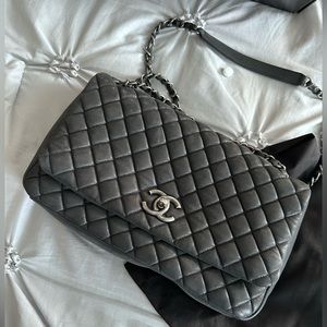 Chanel New Bubble Flap Bag Quilted Iridescent Calfskin Large